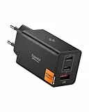 Spigen ArcStation Essential GaN 67W 3-Port USB-C & A Ladegerät, PPS Schnellladegerät, PD 3.0 Power Adapter für iPhone 17 16 15 Pro Max Air, Pixel 10 9 9a 8 8a Pro Fold XL, Galaxy S25 Ultra - Schwarz