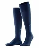 Burlington Herren Kniestrümpfe Leeds M Kh Baumwolle Wolle lang einfarbig 1 Paar, Blau Marine 6120, 40-46