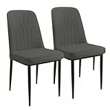Durrafy Esszimmerstühle 2er Set, Moderne Polsterstühle aus Kunstleder, Stühle mit stabilen Metallfüßen, Geeignet für Esszimmer, Küche & Wohnzimmer, Grau
