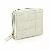 WisePoint Damen Geldbörse, PU Leder Geldbörse mit Reißverschluss, Dame Kreditkartenhalter mit Mehreren Kartenfächern und Fächern, einfarbige Geldbörse für Frauen, Mädchen (weiß)