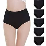 Falechay Unterhosen Damen Slips Damen Unterwäsche Frauen Baumwolle Pantys High Waist Taillenslip 5er Pack,Schwarz02,L