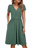 OUGES Sommer Womens Mutterschaft Kleider V-Ausschnitt Midi Sundress Krankenpflege Kleid Casual Floral Stillen Kleid mit Taschen -M