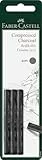 Faber-Castell 129997 - Zeichenkohle soft, 3er Set, Reißkohle PITT soft schwarz