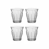 Duralex 1024AC04A0111 Picardie Quatre Trinkglas, Wasserglas, Saftglas, 130ml, Glas, transparent, 4 Stück