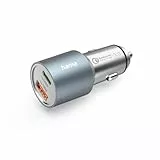 Hama Auto Ladegerät, Kfz Schnellladegerät 38 Watt USB C + USB A (2 Port Zigarettenanzünder Ladestecker für Smartphone, Mehrfach Ladeadapter mit Power Delivery und Qualcomm Quick Charge) Metall