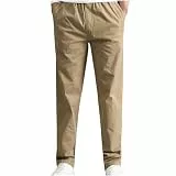 UHouse Hosen Herren Mode Freizeithose Regular Fit Chino Hose Bequeme Stoffhose Leichte Sommerhose Lang Dünner Herrenhosen Freizeit Anzughose Leinenhose Basic Pants Gelb 4XL