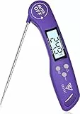 DOQAUS Grillthermometer Fleischthermometer Küchenthermometer Bratenthermometer Kochthermometer mit 3s Sofortiges Auslesen, LCD Bildschirm und Lange Sonde, für Kochen, BBQ (Violett)