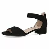 CAPRICE Damen Sandalen mit Absatz aus Leder mit Riemchen, Schwarz (Black Suede), 41 EU