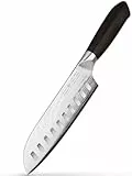 Hannah's Homebrand Santoku Messer & Sushi Messer - verblüffend scharfes Küchenmesser 18 cm Klinge - 100% Ebenholz - Damastoptik