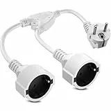Doppelstecker für Steckdose Steckdosenadapter 2fach 4000W Verlängerungskabel Schuko Steckdosen Mehrfachsteckdose Doppelsteckdose Steckdose mit Flexible Kable für Haus Büro Küche
