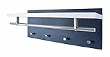 HAKU Möbel Wandgarderobe edelstahloptik, granitoptik, weiß, MDF, Metall - Maße: B 75 cm x H 30 cm x T 26 cm, Style: Modern