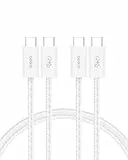 Belkin 2er-Pack geflochtenes USB-C auf USB-C Ladekabel, 1,5 m, 240W, biegsames, flexibles Schnellladekabel, USB-C kabel für iPhone 16 und 15, Galaxy S25, Pixel 9, iPad Pro usw. – Weiß
