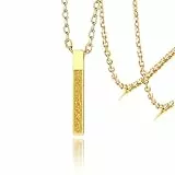 VASSAGO Islamische Ayatul Kursi Halskette für Männer und Frauen - Allah Arabisch 3D Bar Muslim Koran Edelstahl/Lederkette Islam Eid Islamischer Geschenk Schmuck