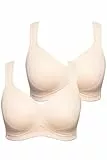Ulla Popken Damen große Größen Übergrößen Plus Size Mikrofaser-BH, 2er-Pack, ohne Bügel, vorgeformte Cups beige 115D 793032300-115D