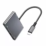 Kabelloser HDMI 5-in-1 Type C Hub für Live-Streaming auf TikTok,Dual USB C 2.0 für Mikrofon/Audio,25W PD-Laden,HDMI 4K,USB A 3.0,Aluminium-Adapter für iPhone 15,Samsung,iPad, MacBook
