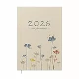 Eine der Guten Terminkalender A5 – mein Jahresplaner 2026, Tagesplaner mit Leseband, 1 Tag pro Seite, Tageskalender, Notizbuch & Terminplaner, Softcover, Creme Blau, klimaneutral, FSC Papier