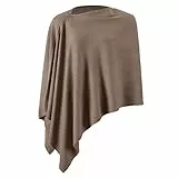 Damen-Poncho, leicht, einfarbig, Pullover-Schal, Strick-Cape, elegant, Damen-Oberteil, khaki, S/L