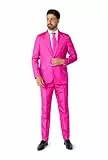 Suitmeister Partykostüme für Herren - Tailliert Party Kostüme - Einfarbiger Anzug für Freizeit, Halloween-Partys und Freizeitkleidung - Pink