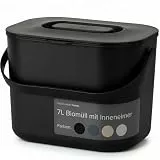 blackswedenhome. Biomülleimer Küche - 7L - Design Komposteimer mit Sieb - Bio-Mülleimer Geruchsdicht - Bio Abfalleimer- Komposter Eimer mit Deckel - Bioabfallbehälter für Küche - Schwarz