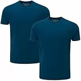 Charles Wilson Herren 2er Packung Elastan-T-Shirts mit Rundhalsausschnitt (L, Poseidon Blue (0524))