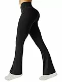 Friptspyg Damen Hose Stretch Yogahose Causal Arbeits Hosen High Waist Freizeithose Business Schlaghose Flared Leggings Sporthose, Schwarz S