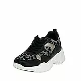 Fitters Footwear That Fits Damen Sneaker Madeleine Lederimitat Moderner Sneaker mit Leo-Print Übergröße (44 EU, Pewter)