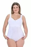 Ulla Popken Damen große Größen Übergrößen Plus Size Shaping-Body, Spitze, bügellos, Träger verstellbar schneeweiß 95E 809600200-95E
