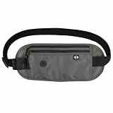 LANAFAY Flache Bauchtasche Diebstahlsicher, Die Bauchtasche zum Reisen mit RFID Schutz, ReiseBauchtasche Damen und Herren, Hüfttasche wasserdichte, Geldgürtel, mit Kopfhöreranschluss (Grau)
