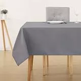 Deconovo Tischdecke Abwaschbar Wasserabweisend 140x240cm Grau Fleckschutz Tischwäsche Abwischbar Polyester für Esszimmer Garten Party Haushalt