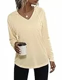 Aottori Kapuzenpullover Damen Leichter Pullover Hoodie Sweatshirt mit Kapuze für Frühling Herbst Aprikose L