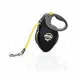 flexi® Giant S/M Gurt 8 m schwarz, neon-gelber Gurt, Roll-Leine für Hunde bis 25 kg