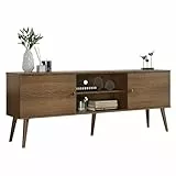 Madesa Moderner TV-Ständer mit 2 Türen und 2 Einlegeböden für Fernseher bis 139,7 cm (55 Zoll), Entertainment-Center aus Holz, 60 cm x 36 cm x 150 cm, Braun
