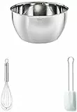 RÖSLE Bundle Basic Line Schüssel, Schneebesen Länge 27 cm, Teigschaber, strapazierfähiges Silikon, -30°C bis +200°C, weiß, extra groß, 32 cm