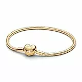 PANDORA Moments Schlangen-Gliederarmband mit Herz-Verschluss aus Sterling Silber mit vergoldeter Metalllegierung, Kompatibel Moments, Größe:18, 563050C00-18