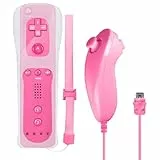 GBKDQQ Wii-Fernbedienung Gamecontroller: Controller-Remote mit Nunchuck, Nunchuk Controller für Wii Vernbedinung Remote Plus Ersatz Kontroller Jostick Game Handle (Rosa)