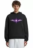 Mister Tee Herren Starlights Fluffy Hoody – Loose Fit Kapuzenpullover mit leuchtendem Sternen-Print im Streetwear-Look, Schwarz, M