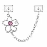 MJARTORIA Italian Charm Bracelet Charms Silber Anhänger Abnehmbar 9mm Edelstahl Module für Italienische Armband Glieder Charms Armbänder Geschenk für Damen Mädchen Blume Silber