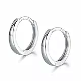 Shuxin Creolen Silber Ohrringe, 925 Sterling Silber Glänzend Creolen für Damen/Herren, Durchmesser 13mm Klein Schlafen Kreolen, Kommt in Schmuck Geschenk Box