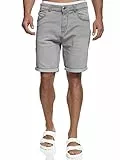 Indicode Herren Lonar Jeans Shorts mit 5 Taschen | Herrenshorts Used Look für Männer Lt Grey, L