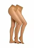 Camano Damen Strumpfhose 20 DEN Bequeme und Reißfeste 2 Paar Feinstrumpfhose mit Weicher Flachnaht Perfektem Sitz und Komfortbund Langlebig 2er Pack 36/38 make up