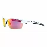 Sportbrille Herren & Damen RUSH – Leichte Fahrradbrille für Herren & Damen mit Anti-Slip Pads – Bequeme Sport Sonnenbrille mit UV400-Schutz zum Radfahren, Laufen & MTB (Halfframe White/Lens Red)