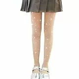 LOLANTA 2-Pack Mädchen Netzstrumpfhosen, glitzernde Strumpfhosen mit Strasssteinen für Kinder Tanzstrumpfhosen, Glänzend Nackt, 4-8 Jahre, L
