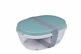 Mepal - Salatbox Ellipse - Salat-Lunchbox mit mehreren Fächern - Bento-Box für Salate unterwegs - Gesundes Mittagessen & Lifestyle - Plastik Meal Prep Box - 1300 ml + 600 ml - Nordic Green