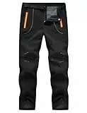 donhobo Herren Wanderhose Winddicht Wasserdicht Softshellhose Outdoorhose Warm Fleece Gefüttert Skihose Snowboardhose Winter Trekkinghose (Schwarz, XL)