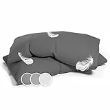 SLEEPWISE 2er Set Premium Kissenbezug 40 x 80 cm, ÖKO-TEX Kopfkissenbezug mit verdecktem Reißverschluss, Pflegeleicht, Atmungsaktiv, Superweicher Kopfkissenbezug 40x80, Dunklegrau