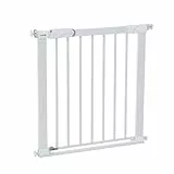 Safety 1st Flat Step Gate, Treppenschutzgitter ohne Bohren, 73–80 cm (max. 101 cm erweiterbar), Sehr Flache Türkante, Türschutzgitter 'Bleibt Offen', Mit Einer Hand Öffnen, Montage ohne Bohren, Weiß