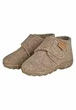 Sterntaler Hausschuhe uni - Unisex Hausschuhe aus Wollfilz - Baby und Kinder Hüttenschuh mit rutschfester Sohle - Kindergarten Pantoffeln mit Klettverschluss, braun, Größe 24