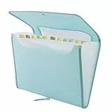 D.RECT 5590 Fächermappe Ordnungsmappe Erweiterbar Tragbar Aktenordner Dokumentenmappen, runder Gummizug mit Verschlussknopf, für Haus, Schule und Arbeitsreise12 Fächer A4 Pfefferminz