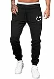 Meilicloth Jogginghose Herren Männer Freizeithose Baumwolle Lang mit Kordelzug-Aufdruck Sweatpants Herren mit Taschen Regular Fit A Schwarz L