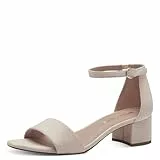 Tamaris Damen Sandalette mit Blockabsatz, beige, 39 EU